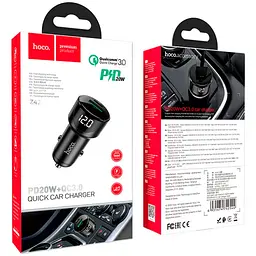 Автомобільний зарядний пристрій Hoco Z42 1 USB + Type-C PD20W +QC3.0 Black - мініатюра 3