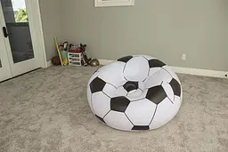 Надувне крісло-пуф Inflatable Sofa / Надувне крісло-мішок 110х110х85 см Чорно-білий - мініатюра 4