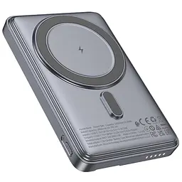 Портативний ЗП Power Bank Hoco Q46 Title PD20W з БЗП+card holder 5000 mAh Silver gray - мініатюра 5