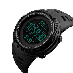 Наручний годинник чоловічий Skmei 1251 All Black, 1251BK (12290) - мініатюра 4