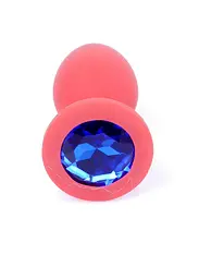 Анальна пробка - Jewellery Silicone Red Plug S Blue - мініатюра 4