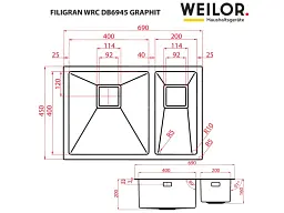 Кухонна мийка Weilor Filigran WRC DB6945 Graphite - мініатюра 5