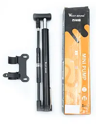 Насос велосипедний West Biking YP0711106 з манометром та підніжкою чорний (G0000925) - мініатюра 3