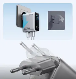 Зарядний пристрій Anker B121-BG41 GaN Charger 100 W, 2xUSB-C, 1xUSB-A, Display + кабель USB Type-C - мініатюра 2