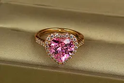 Кільце Xuping Jewelry серце океану з розовим каменем 1,4 см р 19 золотисте
