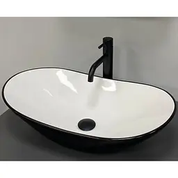 Умивальник VBI Turin black white накладний VBI-011513, Чорний матовий - мініатюра 1