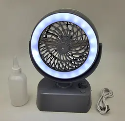 Настільний акумуляторний вентилятор 3в1 LED лампа з зволоженням та плавним регулюванням швидкості з авто поворотом діаметр лопатей 12см охолоджувач повітря UKC 2028 - мініатюра 2