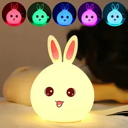 Дитячий силіконовий нічник Заєць Rabbit Silicone Lamp LY-271 акумуляторний світильник іграшка для сну - мініатюра 2