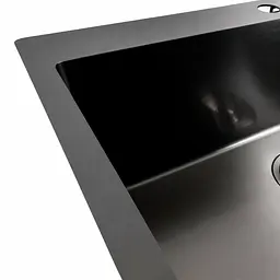 Кухонна мийка Platinum Handmade PVD 70x50 чорна (сифон круглий, 3,0/0,8), Чорний - мініатюра 3