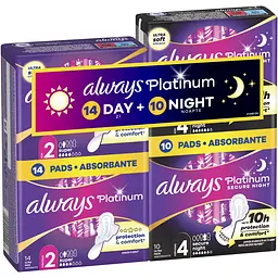 Набір гігієнічних прокладок Always Platinum Super Розмір 2, 14 шт. + Secure Night Розмір 4, 10 шт. - мініатюра 2