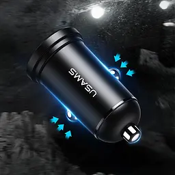АЗП Usams US-CC114 C20 Mini 2.4A (2USB-A) Чорний - мініатюра 8