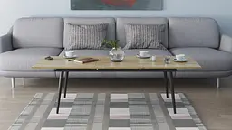 Стіл журнальний трансформер Dandi Small Ferrum-decor 45x120(160)x70 Чорний метал ДСП Дуб Сонома 16 мм (FRD-106796) - мініатюра 2