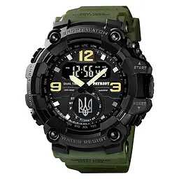 Чоловічий наручний годинник 004AGUASI Тризуб срібло Зелені + Коробка. Patriot acs0031056 - мініатюра 6