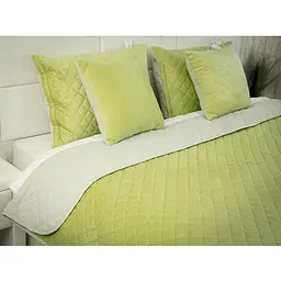 Покривало Руно 180х220 см велюр оливкове (340.55_Olive Green ромб) - мініатюра 5