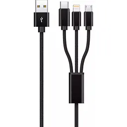 Кабель Proove Triple Connection 3 in 1 USB-A to USB-C/Lightning/Micro-USB 3A 1.2m Black (CCTC20001501) [131034]