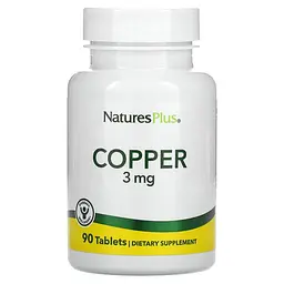 Мідь (Copper), 3 мг, 90 таблеток Nature's Plus vit0001804