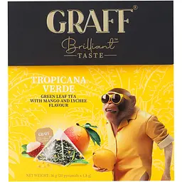 Чай зелений Graff Tropicana verde у пірамідках 36 г (20 шт. х 1.8 г)  - мініатюра 3