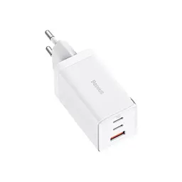 Зарядний пристрій Baseus 2xUSB-C 65 Вт + 1xUSB GaN + кабель USB-C — USB-C 100 Вт 1.0 м білий (CCGP120202) - мініатюра 3