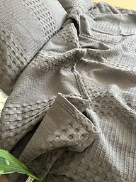 Покривало Zeintex Марокко вафельне бавовняне темно-сіре 230х320 см - мініатюра 4