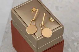 Сережки гвоздики Xuping Jewelry монетка-маятник 1.7 см золотисті