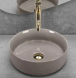 Умивальник Rea Sami накладний Ø36 см beige shiny REA-U6382 - мініатюра 2