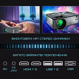 Домашній проектор міні wifi 3200 lumen з динаміком + bluetooth 5.0 cheerlux c9 pro 1920*1080 Cheerlux teh0032285 - мініатюра 6