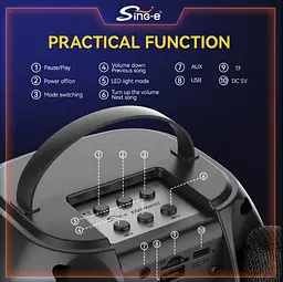 Портативна Bluetooth колонка ZQS-W4107 блютуз акустична система з двома бездротовими мікрофонами - мініатюра 3