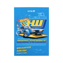 Кольоровий папір Kite А4 неоновий Hot Wheels (10 аркушів/ 5 кольорів) (HW24-252)