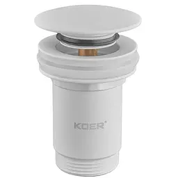Донний клапан для раковини Koer PW-08-03 без переливу автоматичний Click-Clack 1 1/4″ Білий KR5787