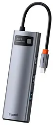 Мультипортовий адаптер USB Хаб Baseus Baseus Metal Gleam Series 8-in-1 Multifunctional Type-C HUB Docking Station CAHUB-CV0G Grey