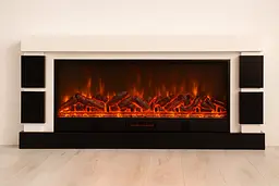Електричний камін Logos Long 158 1500Вт Bluetooth звук потріскування дров Black with white (10080143)Электрический камин Logos Lon - мініатюра 3