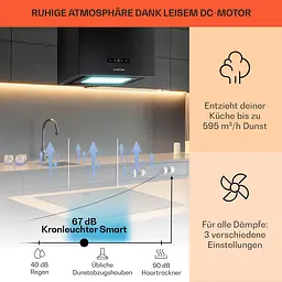 Острівна витяжка Klarstein Chandelier Smart Island (10035710) - мініатюра 3