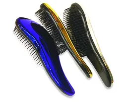 Гребінець, масажка для волосся маленька з м'якими зубчиками блискуча, 15 см, золотистий - мініатюра 2