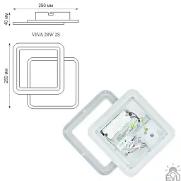 Настінно-стельовий світлодіодний світильник-бра VIVA 2S 28 Вт 250×200×40 мм Чорно-білий ESLLSE - мініатюра 8
