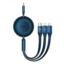 Кабель Baseus Bright Mirror 2 Series Retractable 3-in-1 Cable Type-C to MicroUSB+Lightning+Type-C 100W 1.1m CAMJ010203 Blue