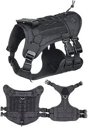 Шлейка для собак Vest, тактичний жилет з ручкою і системою MOLLE, регульований, Чорний M - мініатюра 2