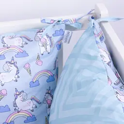 Захисна подушка-борт MirSon Kids Time 18-0006 Rainbow Unicorn, синя, 4 шт. - мініатюра 5