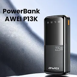 Повербанк Power Bank AWEI P13K портативна батарея зі швидкою зарядкою 22.5W 20000 mAh Чорний - мініатюра 4