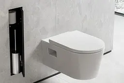 Йоржик для унітаза Hansgrohe XtraStoris Rock вбудований із полицею під облицювання плиткою matt black 56060670 - мініатюра 3