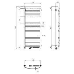 Електрична рушникосушка Navin Avalon 480x1200 Sensor права, чорний муар 10-043153-5010, Чорний матовий, Праве, Електронний - мініатюра 8
