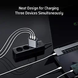 Мережевий зарядний пристрій CUKTECH 65W GaN 2C1A Grey (AD653CEU) [171982] - мініатюра 5