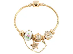 Браслет XUPING Позолота 18K "У стилі "Pandora" Ювелірний шнур з намистинами" довжина 18см х 3мм (213258) - мініатюра 2