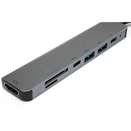 Концентратор Vinga Type-C to 4K HDMI+2*USB3.0+SD+TF+PD+USB-C 3.1 Gen1 aluminium (VCPHTC7AL) - мініатюра 3