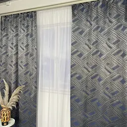 Жакардові штори "геометрія" сіро-графітового кольору 2шт. 150х270 з білим шифоновим тюлем 400х270, н ALBO pbe0052784 - мініатюра 10
