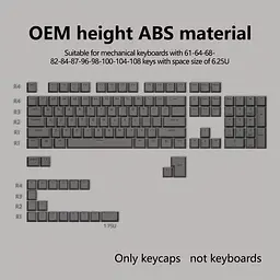 Набір кейкапів ABS Double-Shot, 125 клавіш, OEM профіль, Сірий