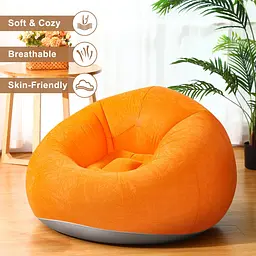 Надувне крісло-пуф Inflatable Sofa / Надувне крісло-мішок 110х110х85 см Помаранчевий - мініатюра 4