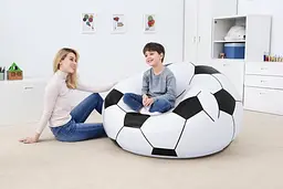 Надувне крісло-пуф Inflatable Sofa / Надувне крісло-мішок 110х110х85 см Чорно-білий - мініатюра 6