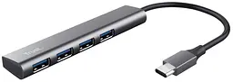 Хаб Halyx USB-С > 4xUSB-А 3.2 Алюміній 0.1м Сірий Trust teh0018458