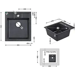 Кухонна мийка Lidz 460x515/200 BLA-03 чорна (LIDZBLA03460515200) - мініатюра 7