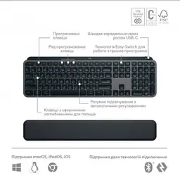 Комплект (клавіатура, миша) бездротовий Logitech MX Keys S Combo Graphite (920-011614) - мініатюра 6